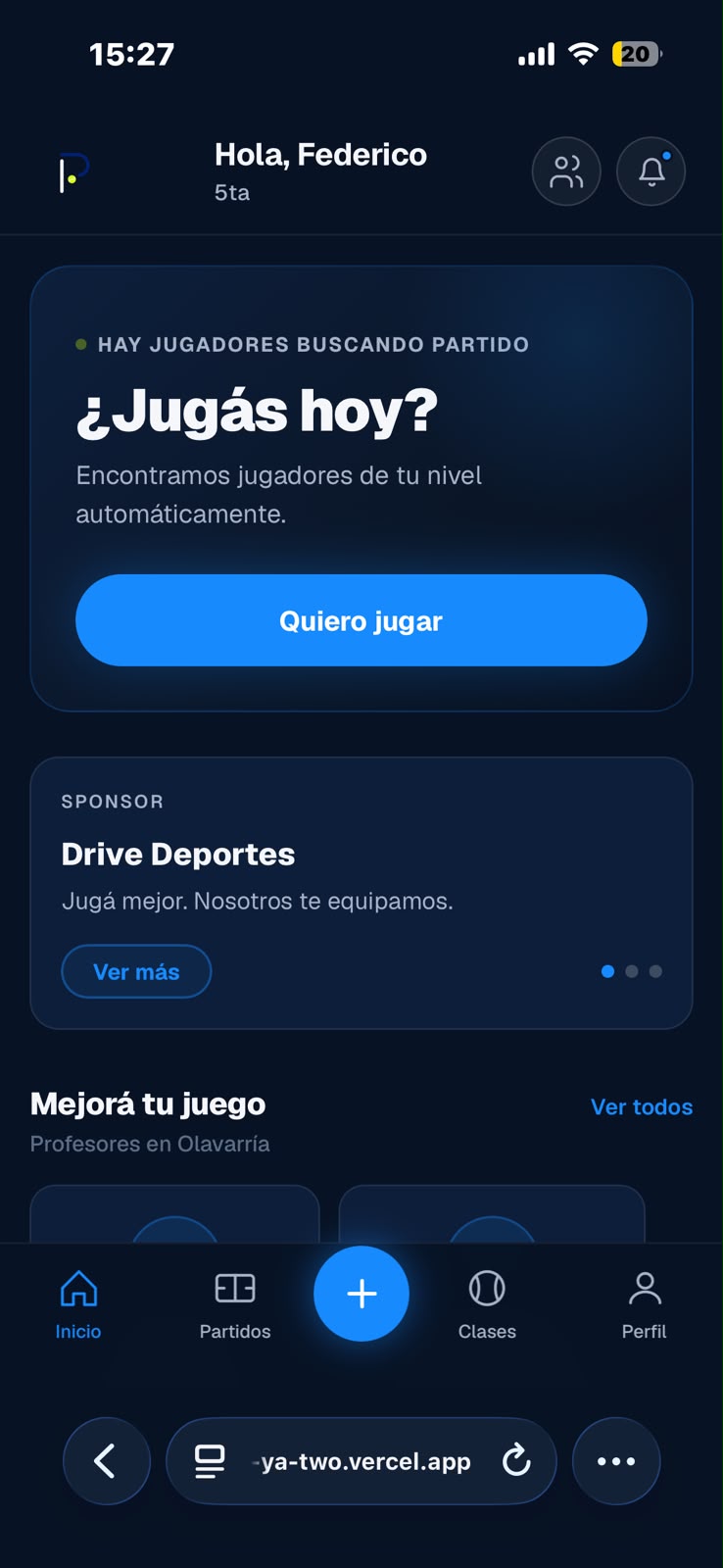 PadelYa – Inicio
